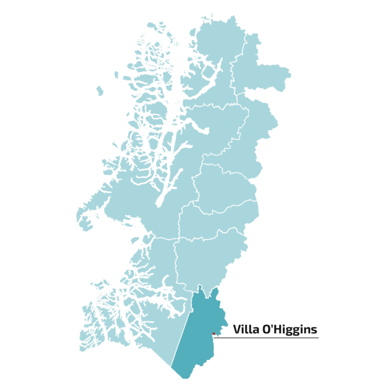 IDE Gore Aysen Mapa señalando ubicacion de Villa OHiggins